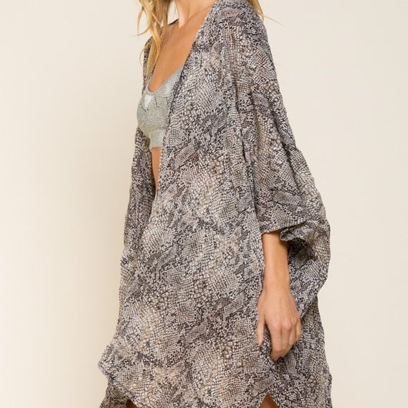 NWT POL Snake Skin Printed Sheer Kimono S/M/L - Picture 12 of 12